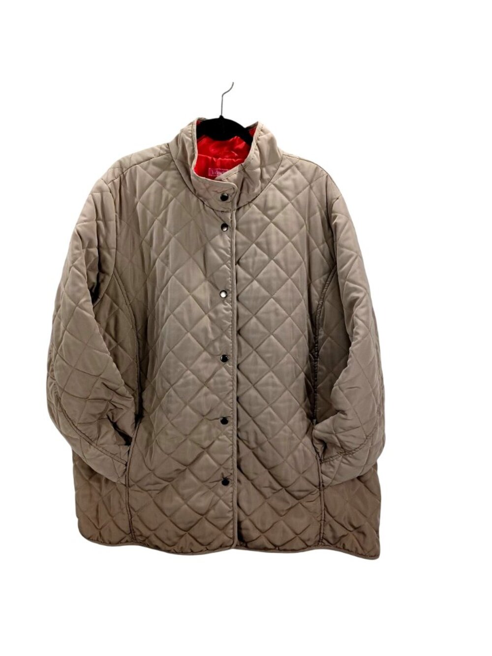 Barn Jacket Quilted Tan Snap Front Lightweight Casual Winter Womens Plus Size 1X